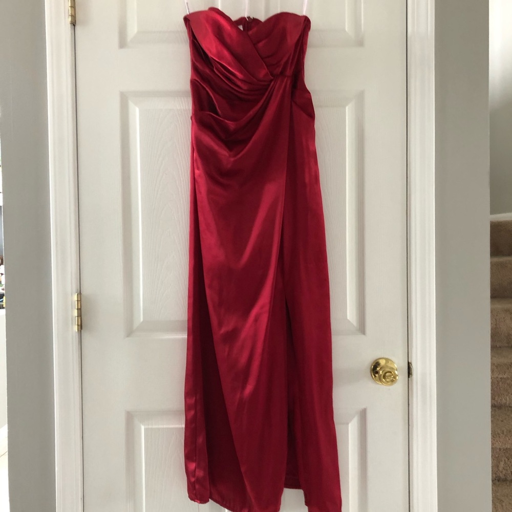 Red David’s Bridal Bridesmaid dress